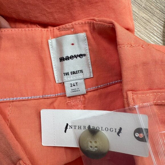 NWT Anthropologie The Colette Linen Cropped Wide Leg Pants Maeve Orange 24T TALL - Picture 7 of 10